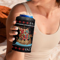 Vikings Christmas 4 in 1 Can Cooler Tumbler Santa Warrior on The Viking Ship with Xmas and Snowflake Pattern - Wonder Print Shop