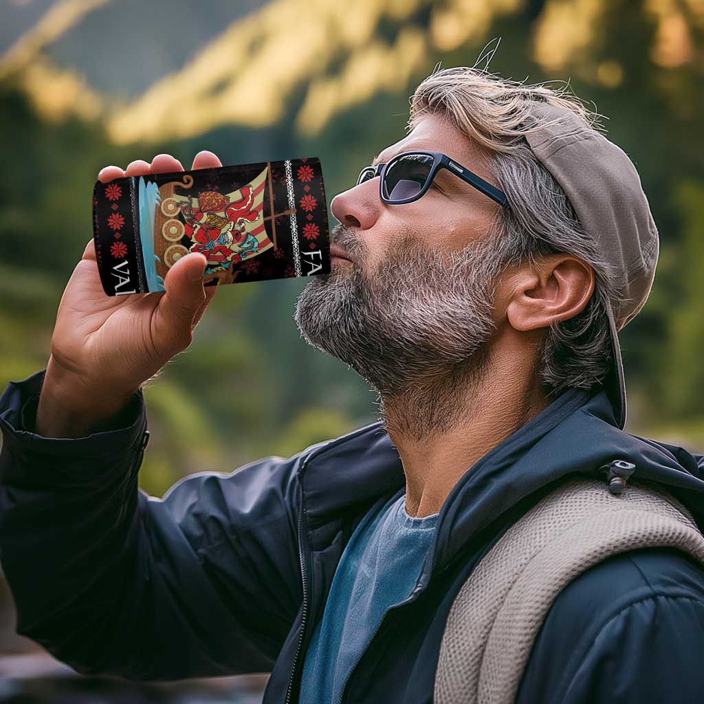 Vikings Christmas 4 in 1 Can Cooler Tumbler Santa Warrior on The Viking Ship with Xmas and Snowflake Pattern - Wonder Print Shop