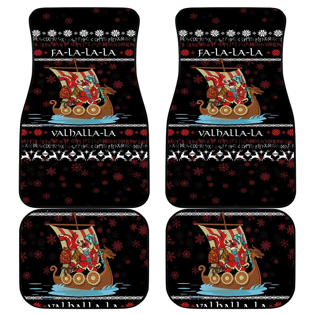 Vikings Christmas Car Mats Santa Warrior on The Viking Ship with Xmas and Snowflake Pattern - Wonder Print Shop