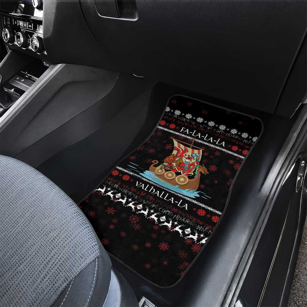Vikings Christmas Car Mats Santa Warrior on The Viking Ship with Xmas and Snowflake Pattern - Wonder Print Shop