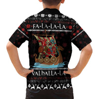 Vikings Christmas Family Matching Off The Shoulder Long Sleeve Dress and Hawaiian Shirt Santa Warrior on The Viking Ship with Xmas and Snowflake Pattern - Wonder Print Shop