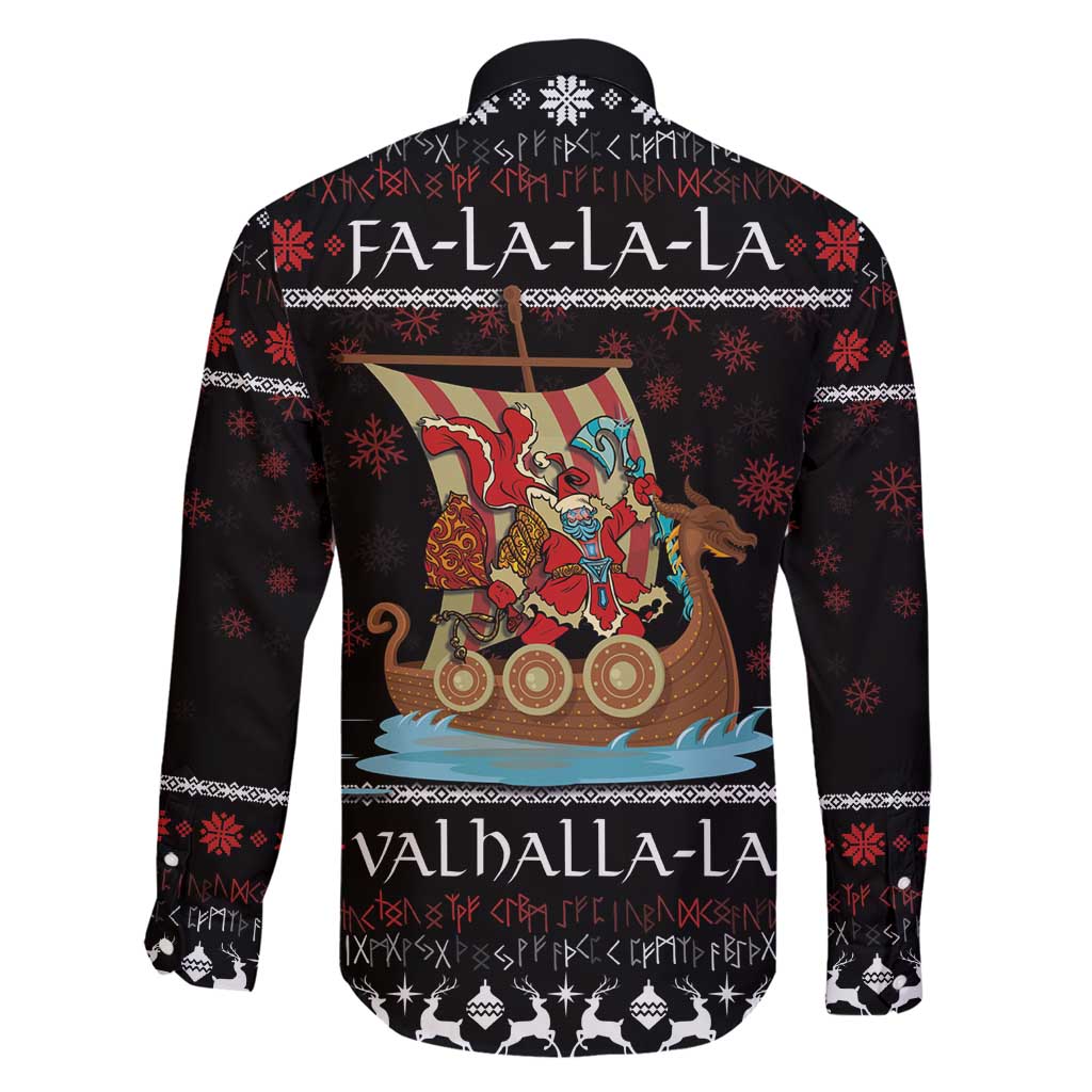 Vikings Christmas Family Matching Off Shoulder Short Dress and Hawaiian Shirt Santa Warrior on The Viking Ship with Xmas and Snowflake Pattern - Wonder Print Shop