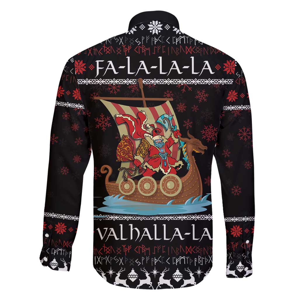 Vikings Christmas Family Matching Short Sleeve Bodycon Dress and Hawaiian Shirt Santa Warrior on The Viking Ship with Xmas and Snowflake Pattern - Wonder Print Shop