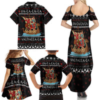 Vikings Christmas Family Matching Summer Maxi Dress and Hawaiian Shirt Santa Warrior on The Viking Ship with Xmas and Snowflake Pattern - Wonder Print Shop