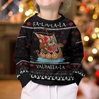 Vikings Christmas Kid Ugly Christmas Sweater Santa Warrior on The Viking Ship with Xmas and Snowflake Pattern - Wonder Print Shop