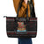Vikings Christmas Leather Tote Bag Santa Warrior on The Viking Ship with Xmas and Snowflake Pattern - Wonder Print Shop