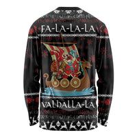 Vikings Christmas Long Sleeve Shirt Santa Warrior on The Viking Ship with Xmas and Snowflake Pattern - Wonder Print Shop