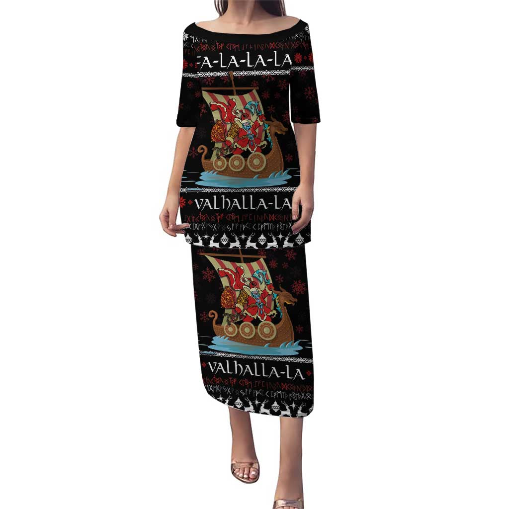 Vikings Christmas Puletasi Santa Warrior on The Viking Ship with Xmas and Snowflake Pattern - Wonder Print Shop