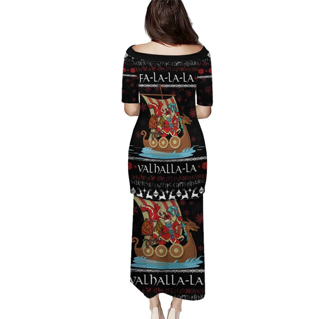 Vikings Christmas Puletasi Santa Warrior on The Viking Ship with Xmas and Snowflake Pattern - Wonder Print Shop