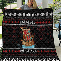 Vikings Christmas Quilt Santa Warrior on The Viking Ship with Xmas and Snowflake Pattern - Wonder Print Shop
