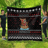 Vikings Christmas Quilt Santa Warrior on The Viking Ship with Xmas and Snowflake Pattern - Wonder Print Shop
