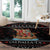 Vikings Christmas Round Carpet Santa Warrior on The Viking Ship with Xmas and Snowflake Pattern