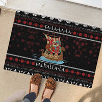 Vikings Christmas Rubber Doormat Santa Warrior on The Viking Ship with Xmas and Snowflake Pattern - Wonder Print Shop