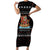Vikings Christmas Short Sleeve Bodycon Dress Santa Warrior on The Viking Ship with Xmas and Snowflake Pattern - Wonder Print Shop