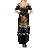 Vikings Christmas Summer Maxi Dress Santa Warrior on The Viking Ship with Xmas and Snowflake Pattern - Wonder Print Shop