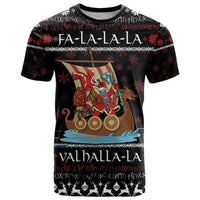 Vikings Christmas T Shirt Santa Warrior on The Viking Ship with Xmas and Snowflake Pattern - Wonder Print Shop