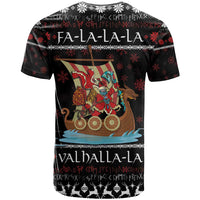 Vikings Christmas T Shirt Santa Warrior on The Viking Ship with Xmas and Snowflake Pattern - Wonder Print Shop