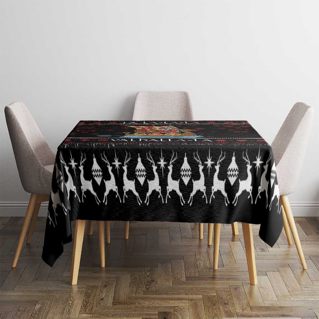 Vikings Christmas Tablecloth Santa Warrior on The Viking Ship with Xmas and Snowflake Pattern - Wonder Print Shop