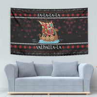 Vikings Christmas Tapestry Santa Warrior on The Viking Ship with Xmas and Snowflake Pattern - Wonder Print Shop