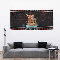 Vikings Christmas Tapestry Santa Warrior on The Viking Ship with Xmas and Snowflake Pattern - Wonder Print Shop