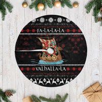Vikings Christmas Tree Skirt Santa Warrior on The Viking Ship with Xmas and Snowflake Pattern - Wonder Print Shop