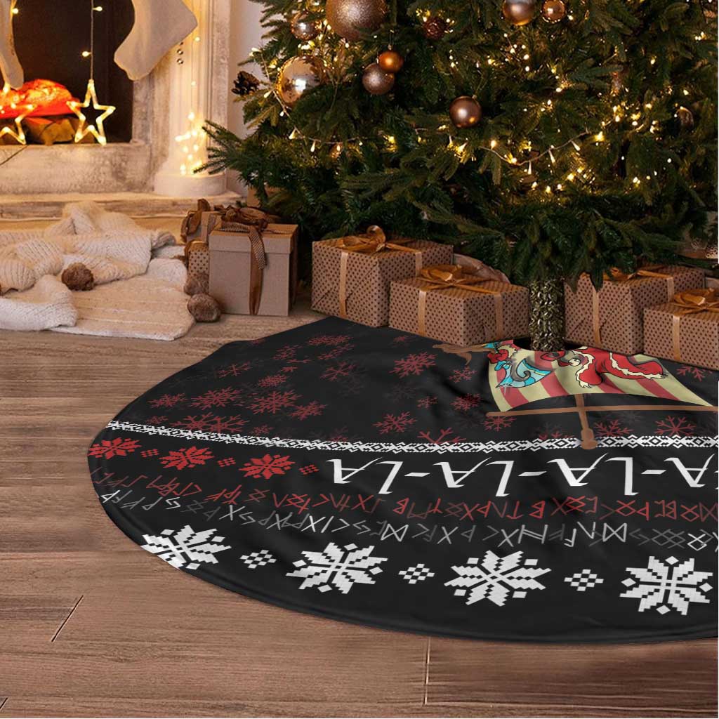 Vikings Christmas Tree Skirt Santa Warrior on The Viking Ship with Xmas and Snowflake Pattern - Wonder Print Shop