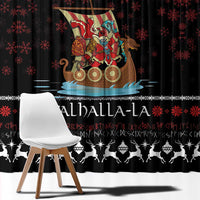 Vikings Christmas Window Curtain Santa Warrior on The Viking Ship with Xmas and Snowflake Pattern - Wonder Print Shop