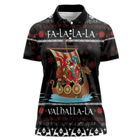 Vikings Christmas Women Polo Shirt Santa Warrior on The Viking Ship with Xmas and Snowflake Pattern - Wonder Print Shop