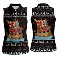 Vikings Christmas Women Sleeveless Polo Shirt Santa Warrior on The Viking Ship with Xmas and Snowflake Pattern - Wonder Print Shop