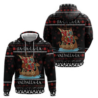 Vikings Christmas Zip Hoodie Santa Warrior on The Viking Ship with Xmas and Snowflake Pattern - Wonder Print Shop