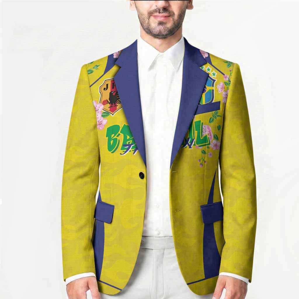 Custom Brazil Mashup Japan Football Cultural Blazer - Wonder Print Shop