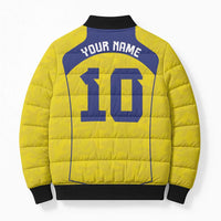 Custom Brazil Mashup Japan Football Cultural Bomber Puffer Jacket - Wonder Print Shop