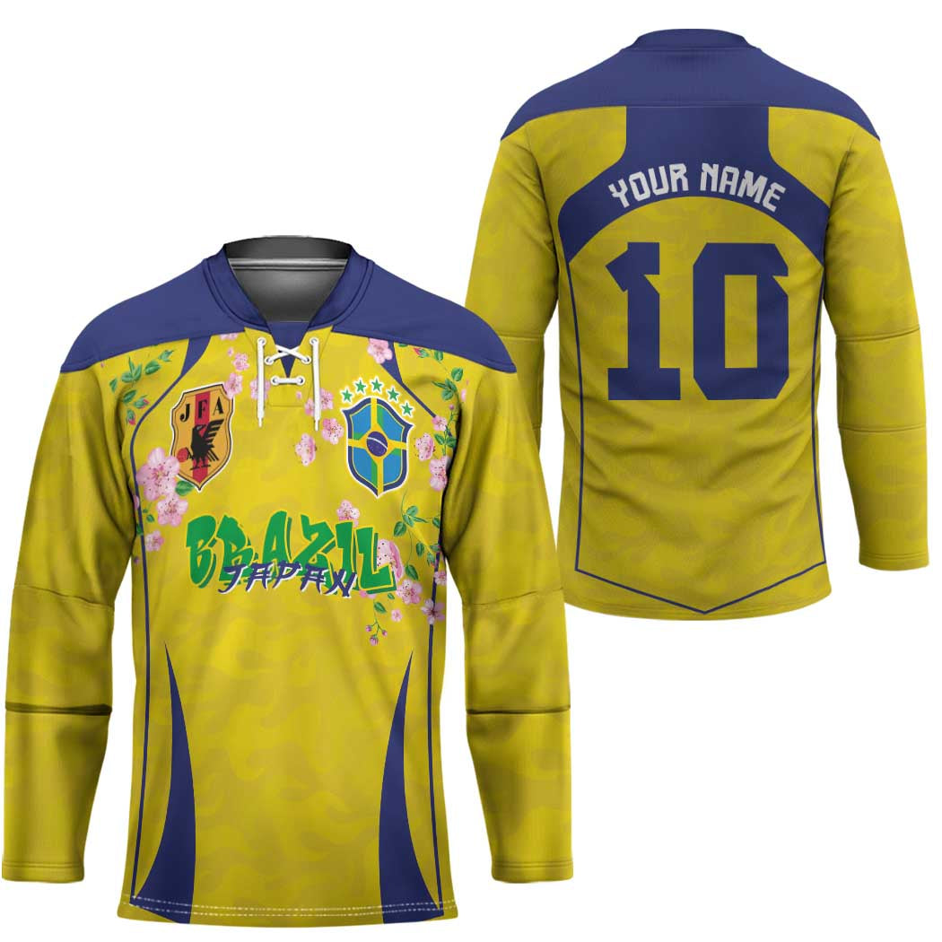 Custom Brazil Mashup Japan Football Cultural Hockey Jersey - Wonder Print Shop