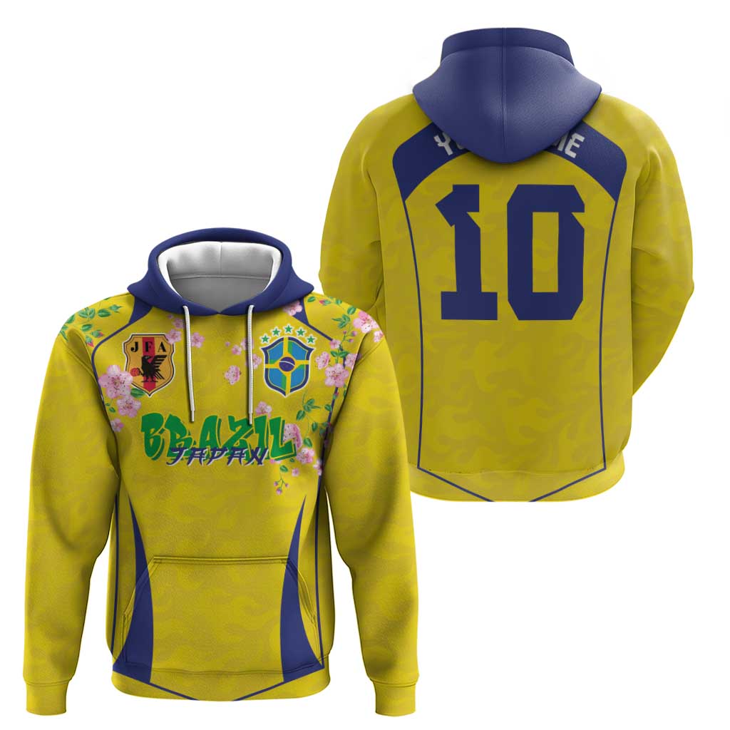 Custom Brazil Mashup Japan Football Cultural Hoodie - Wonder Print Shop