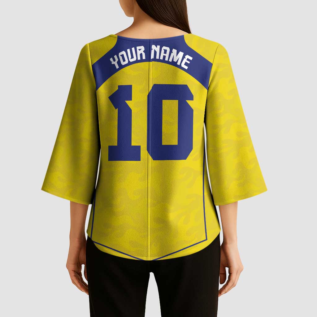 Custom Brazil Mashup Japan Football Cultural Kimono Sleeve Blouse - Wonder Print Shop