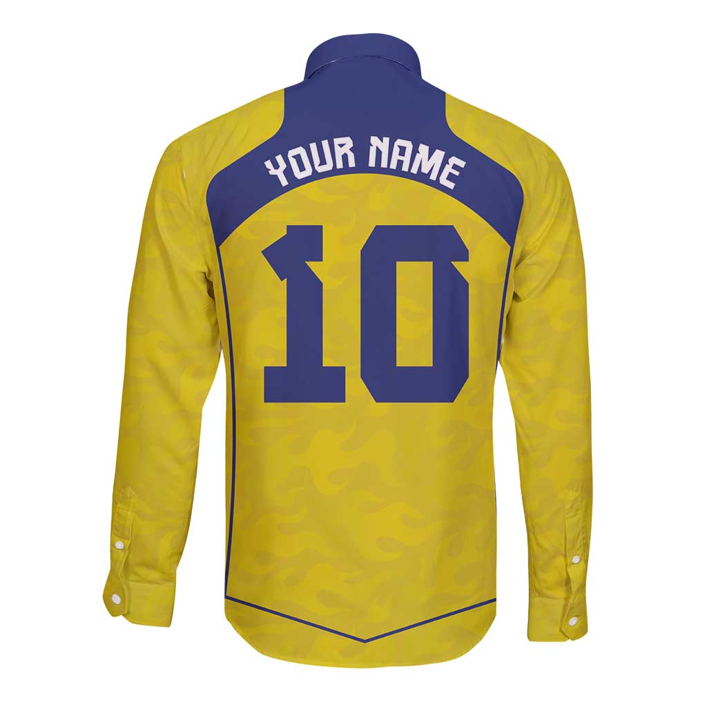 Custom Brazil Mashup Japan Football Cultural Long Sleeve Button Shirt - Wonder Print Shop