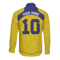 Custom Brazil Mashup Japan Football Cultural Long Sleeve Button Shirt - Wonder Print Shop