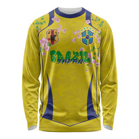 Custom Brazil Mashup Japan Football Cultural Long Sleeve Shirt - Wonder Print Shop