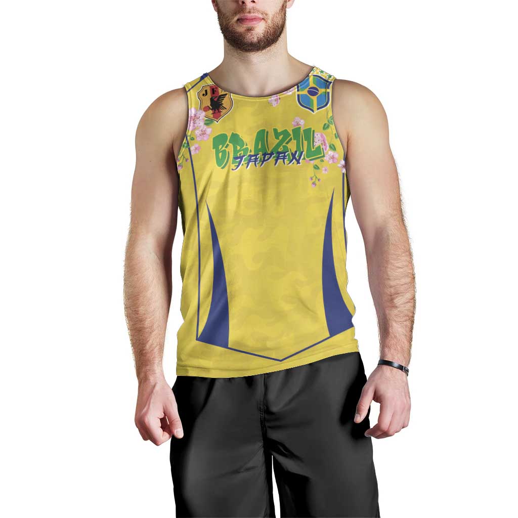 Custom Brazil Mashup Japan Football Cultural Men Tank Top - Wonder Print Shop