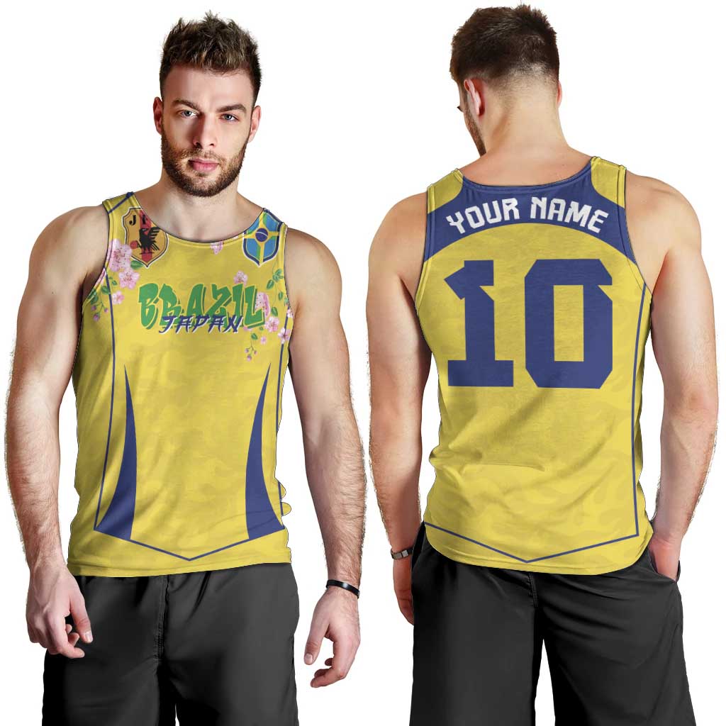 Custom Brazil Mashup Japan Football Cultural Men Tank Top - Wonder Print Shop