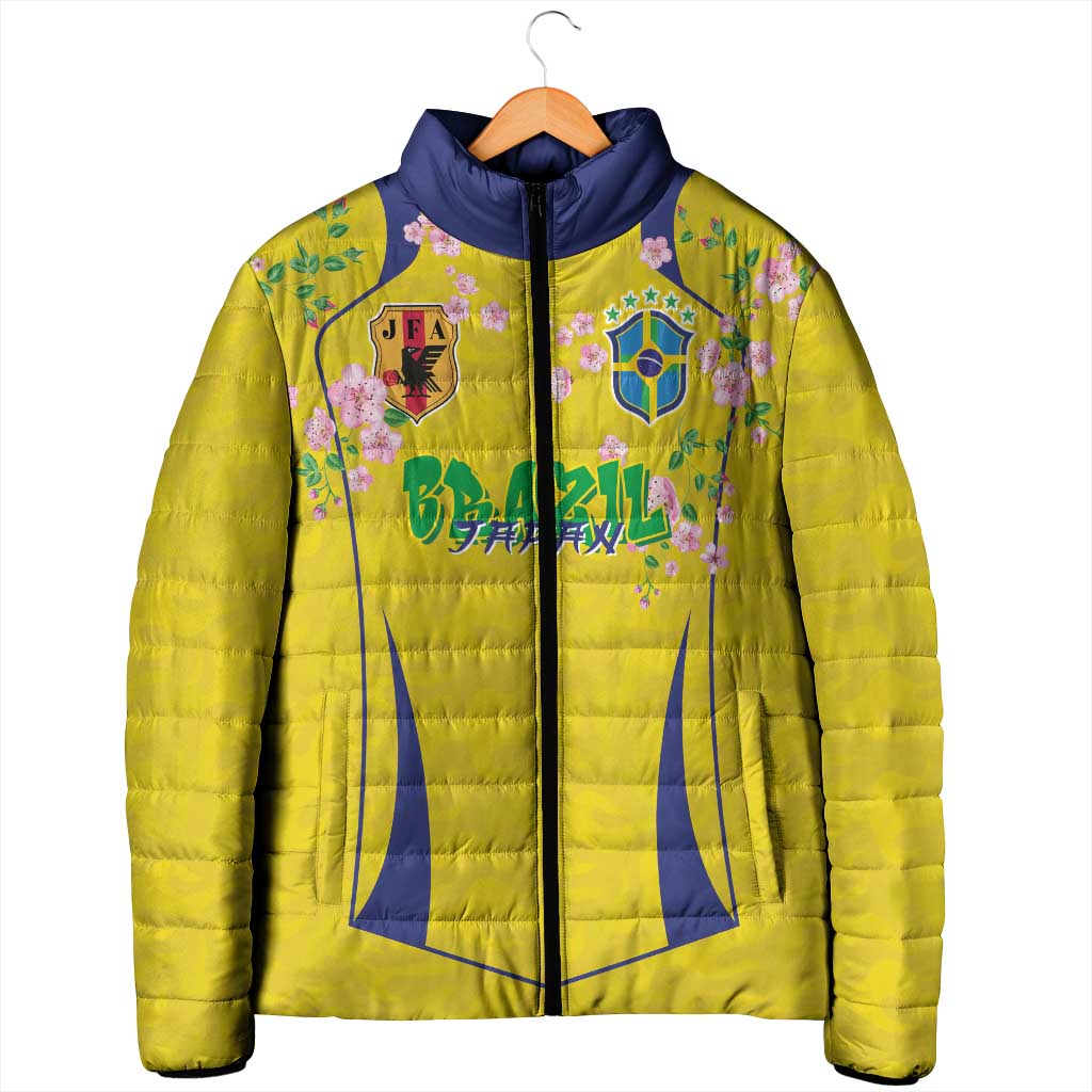 Custom Brazil Mashup Japan Football Cultural Padded Jacket - Wonder Print Shop