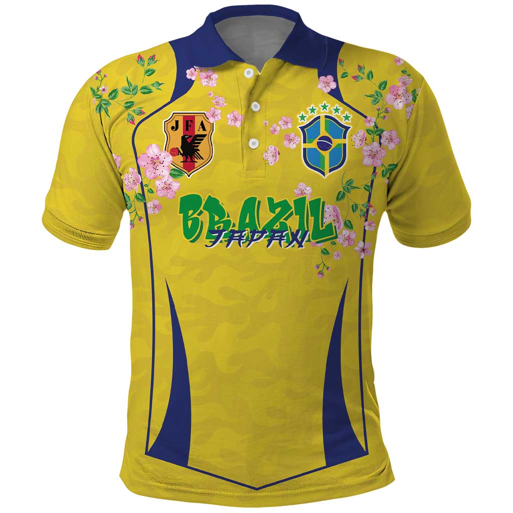 Custom Brazil Mashup Japan Football Cultural Polo Shirt - Wonder Print Shop