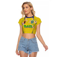 Custom Brazil Mashup Japan Football Cultural Raglan Cropped T Shirt - Wonder Print Shop