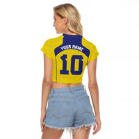 Custom Brazil Mashup Japan Football Cultural Raglan Cropped T Shirt - Wonder Print Shop