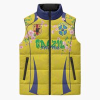 Custom Brazil Mashup Japan Football Cultural Sleeveless Puffer Jacket - Wonder Print Shop
