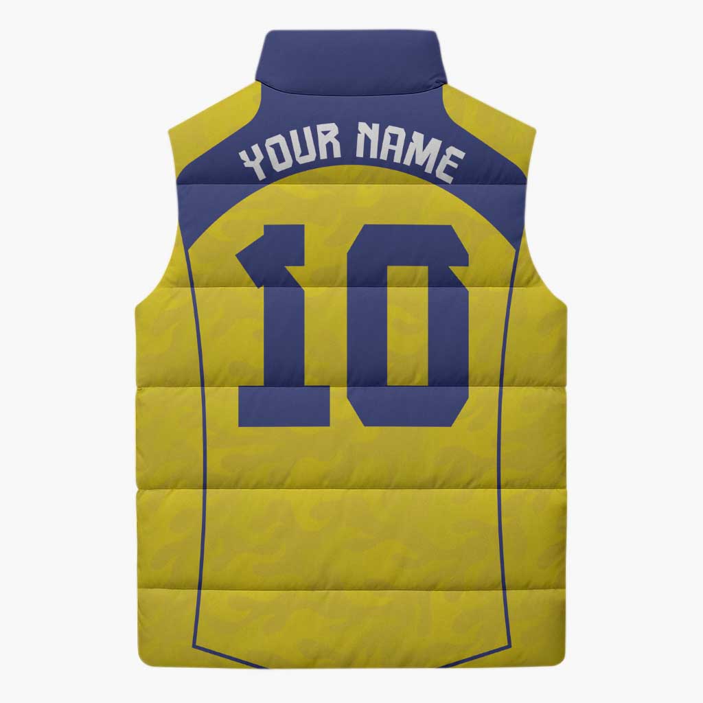 Custom Brazil Mashup Japan Football Cultural Sleeveless Puffer Jacket - Wonder Print Shop