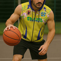 Custom Brazil Mashup Japan Football Cultural Sleeveless Zip Hoodie - Wonder Print Shop