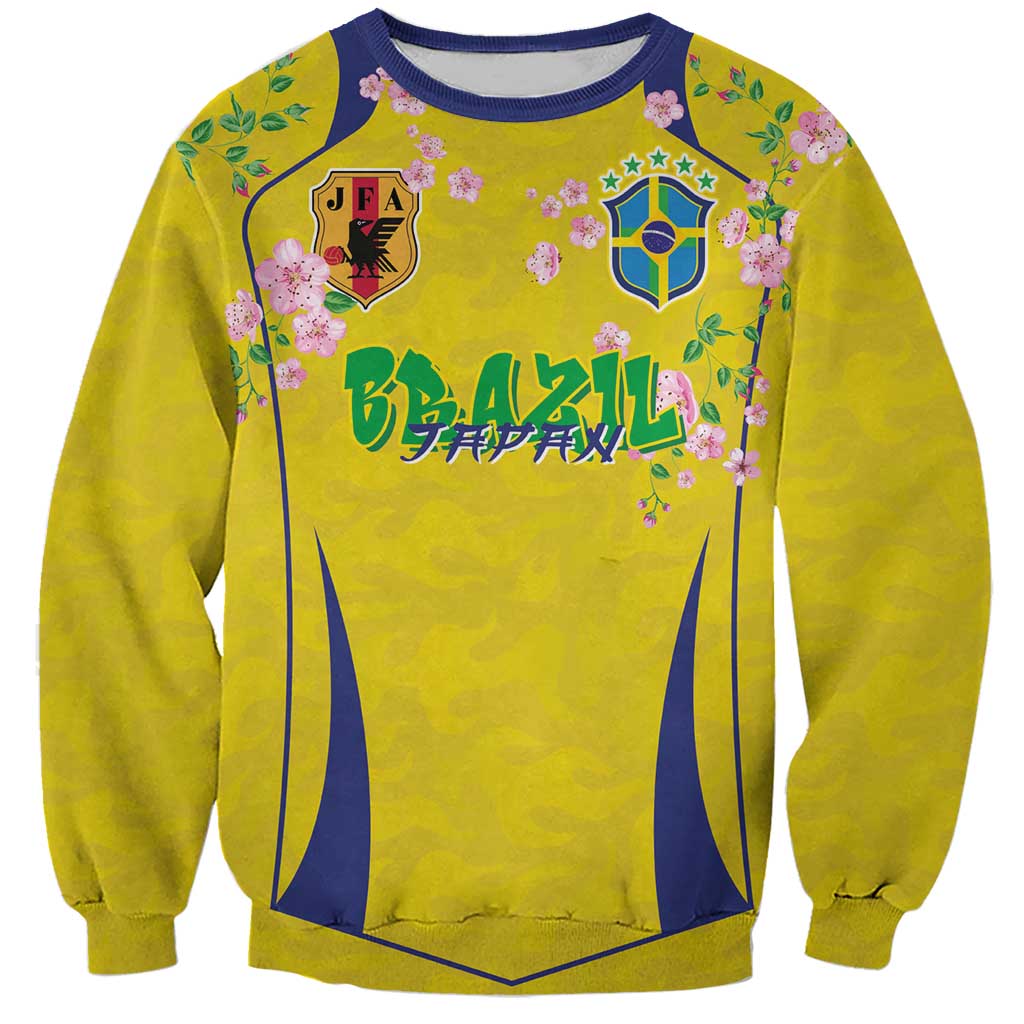 Custom Brazil Mashup Japan Football Cultural Sweatshirt - Wonder Print Shop