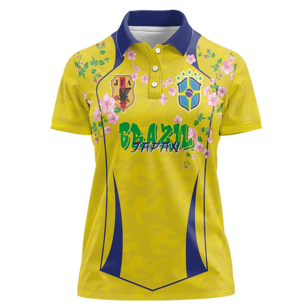 Custom Brazil Mashup Japan Football Cultural Women Polo Shirt - Wonder Print Shop