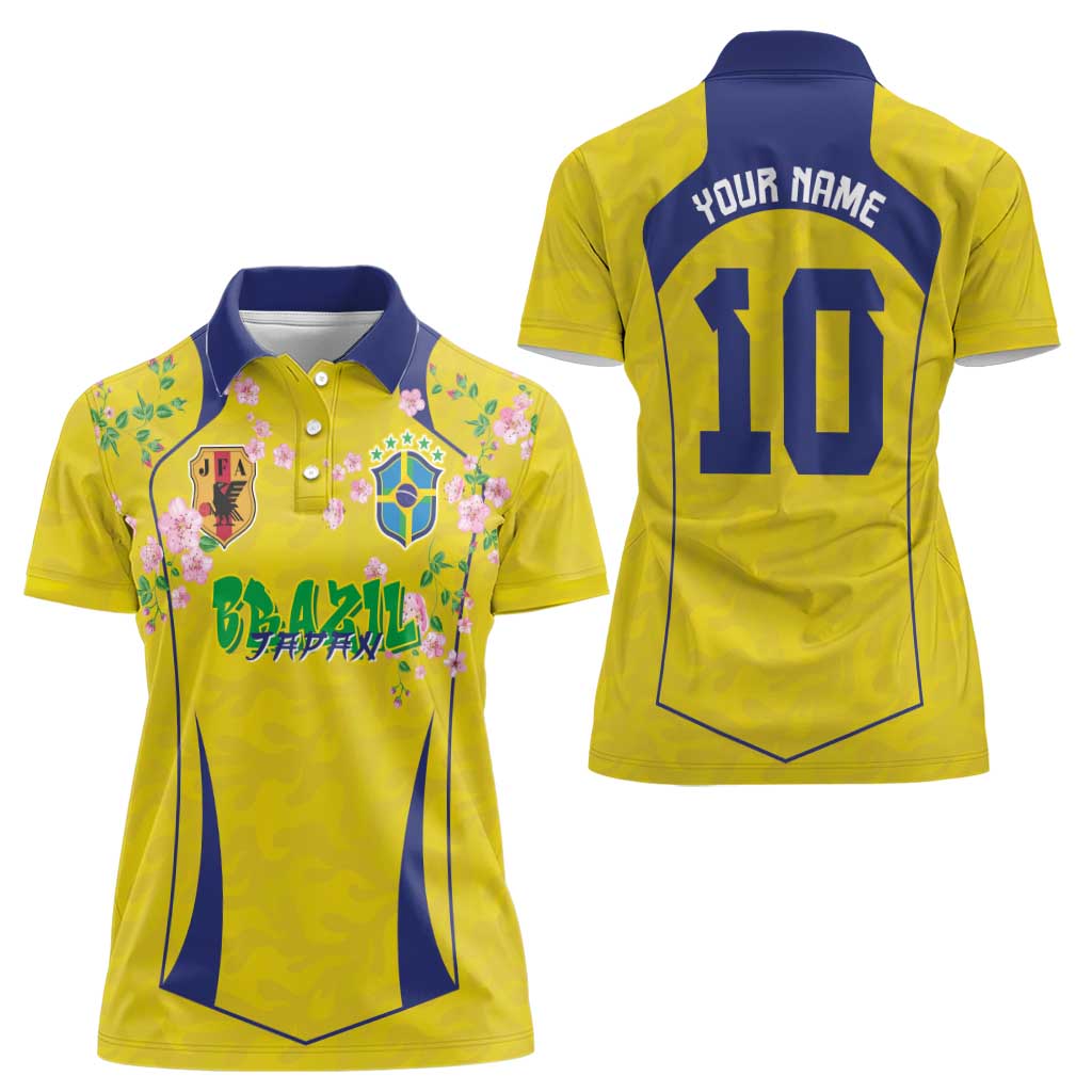 Custom Brazil Mashup Japan Football Cultural Women Polo Shirt - Wonder Print Shop